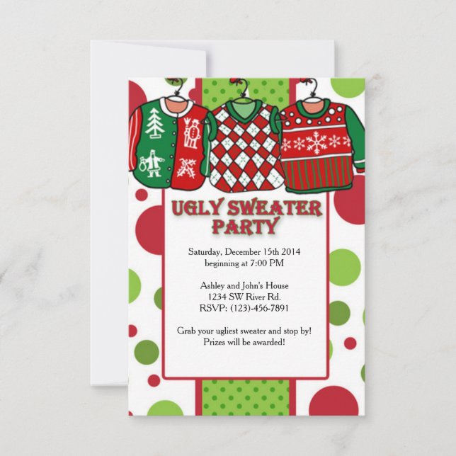 Ugly Christmas Sweater Party Invitation (Front)