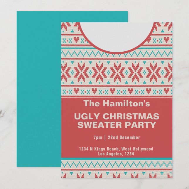 Ugly Christmas Sweater Party Invitation (Front/Back)