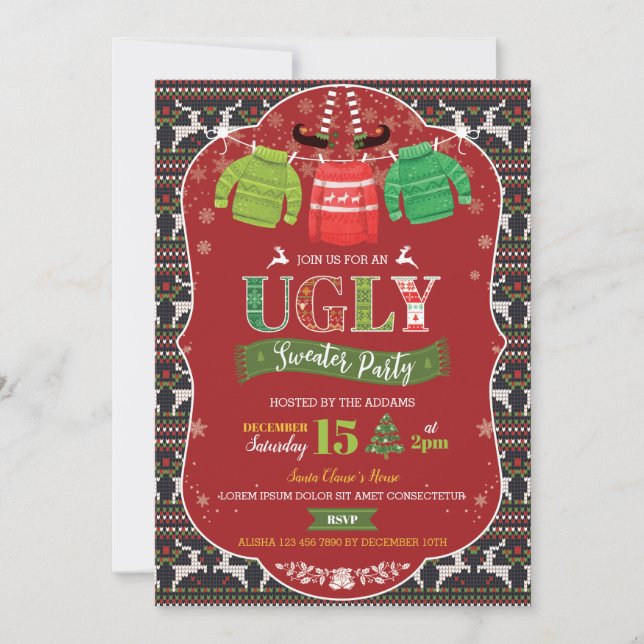 Ugly Christmas Sweater Party Invitation (Front)