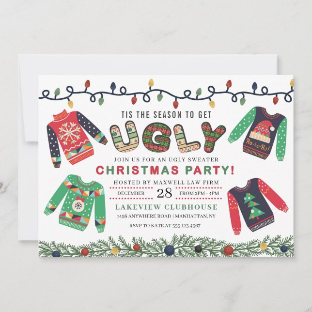 Ugly Christmas Sweater Party Invitation (Front)