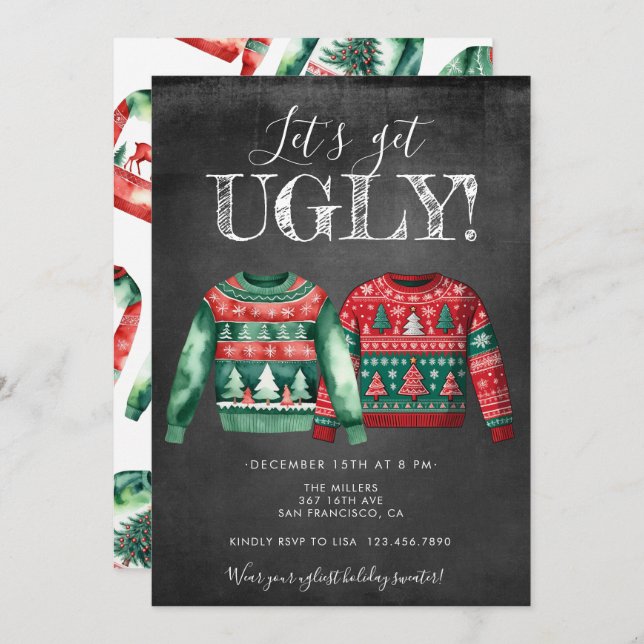 Ugly Christmas Sweater Party Invitation (Front/Back)