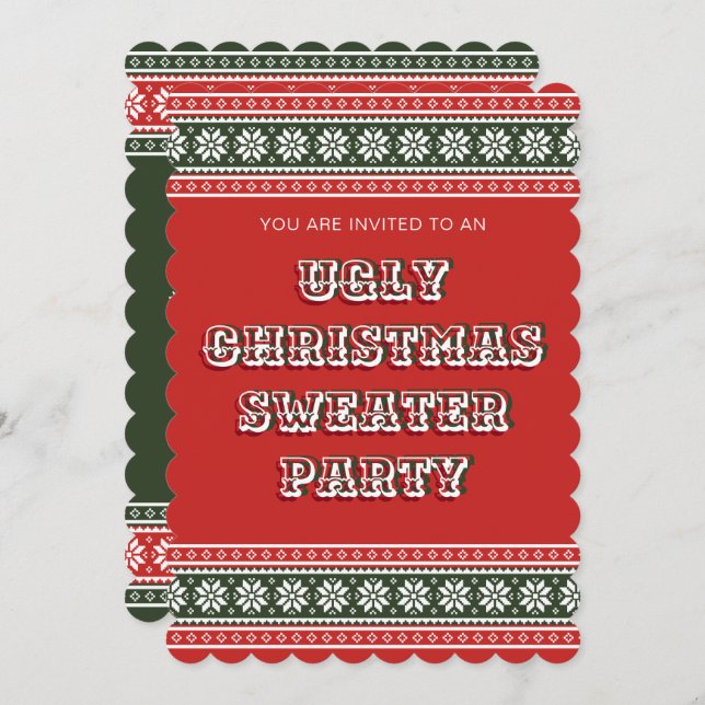 Ugly Christmas Sweater party invitations (Front/Back)