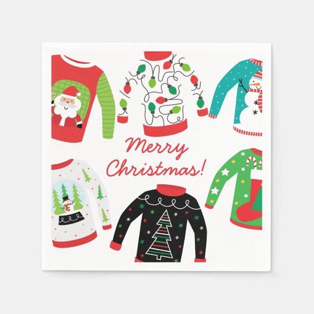 Ugly Christmas Sweater Party Napkin (Front)