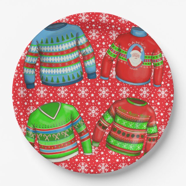 Ugly Christmas Sweater Party Paper Plate (Front)