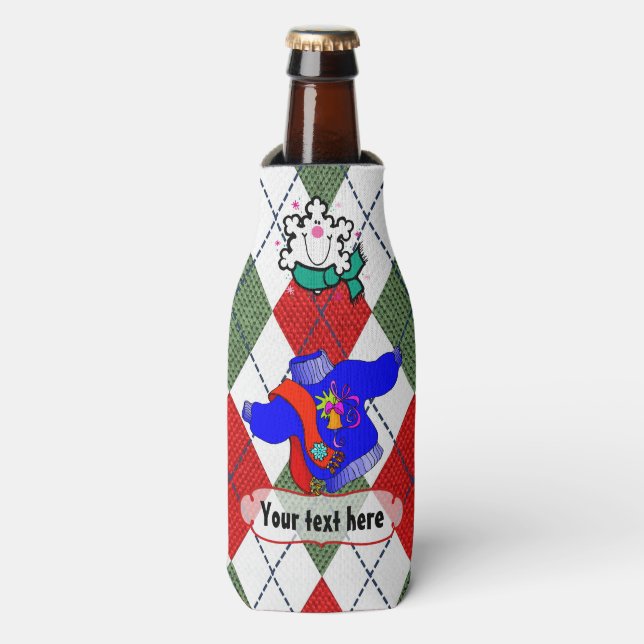 Ugly Christmas Sweater Party Personalised Bottle Cooler (Bottle Front)