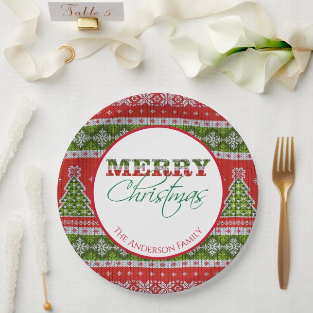 Ugly Christmas Sweater Party | Red & Green Paper Plate (Wedding)