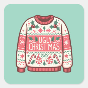 Ugly Christmas Sweater Party Square Sticker
