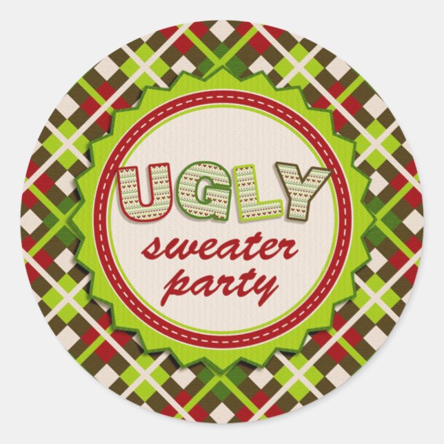 Ugly Christmas Sweater Party Sticker (Front)