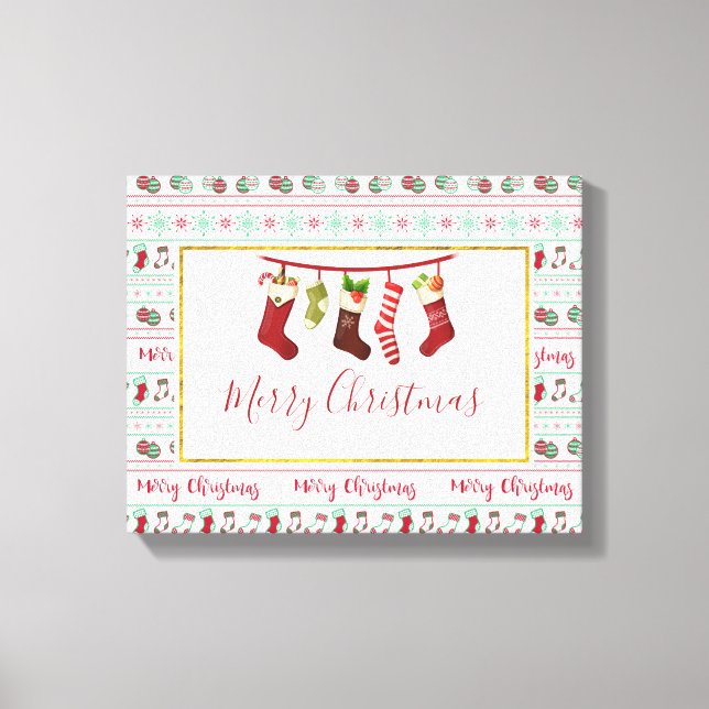 Ugly Christmas Sweater Pattern Holiday Canvas Print (Front)