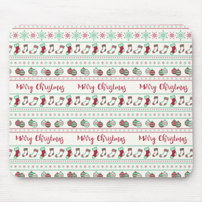 Ugly Christmas Sweater Pattern Holiday Mouse Mat (Front)