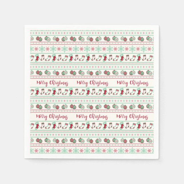 Ugly Christmas Sweater Pattern Holiday Napkin (Front)