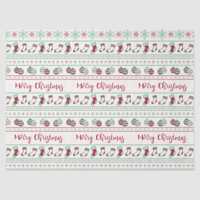 Ugly Christmas Sweater Pattern Holiday Tissue Paper (Front)