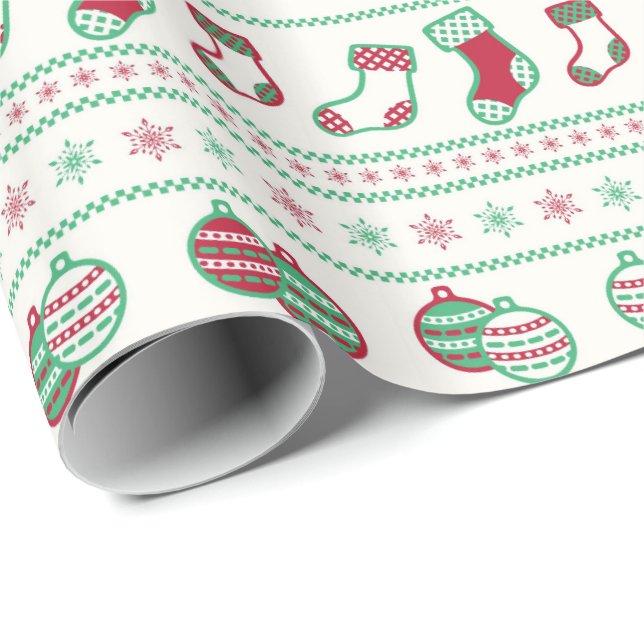Ugly Christmas Sweater Pattern Holiday Wrapping Paper (Roll Corner)