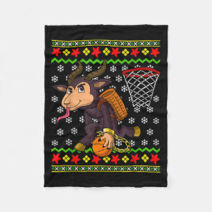 Ugly Christmas Sweater Pattern Kids Krampus Basket Fleece Blanket