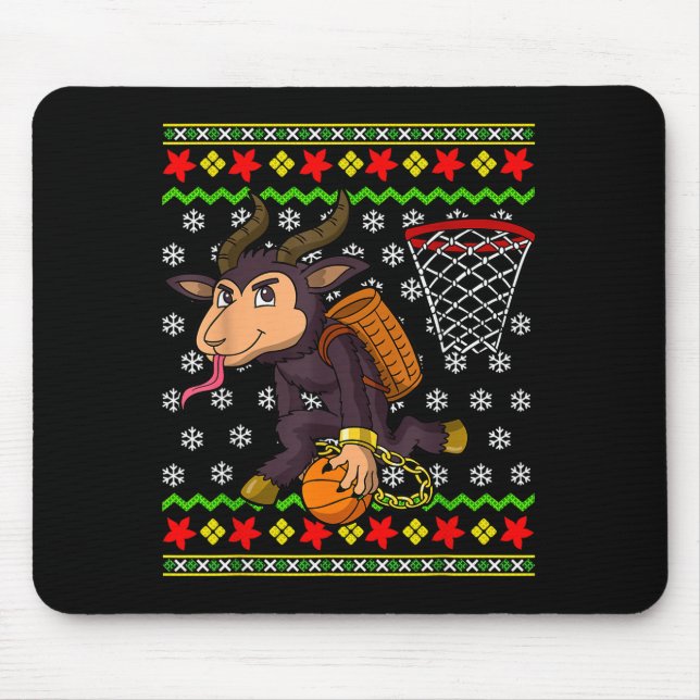 Ugly Christmas Sweater Pattern Kids Krampus Basket Mouse Mat (Front)