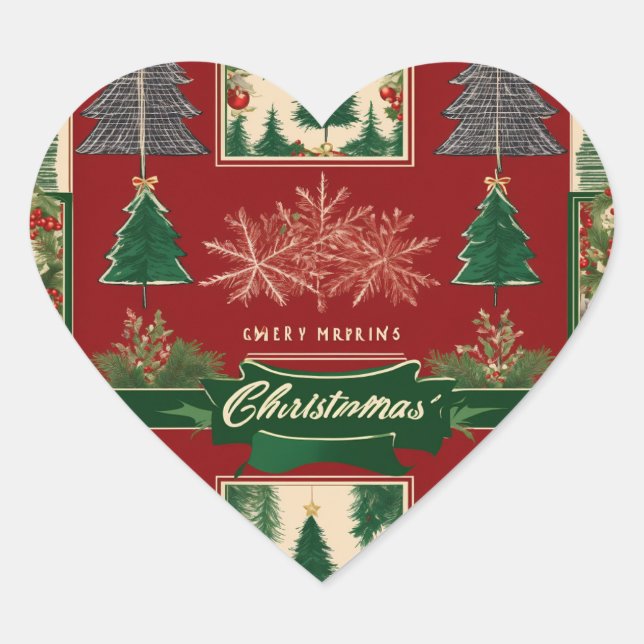 Ugly Christmas Sweater Pattern with Reindeer & Sno Heart Sticker (Front)