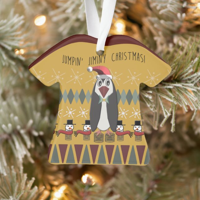 Ugly Christmas Sweater Penguin Gold - Personalised Ornament (Tree)