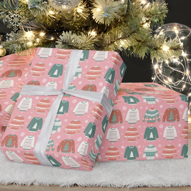 Ugly Christmas Sweater Pink Holiday Wrapping Paper (Creator Uploaded)