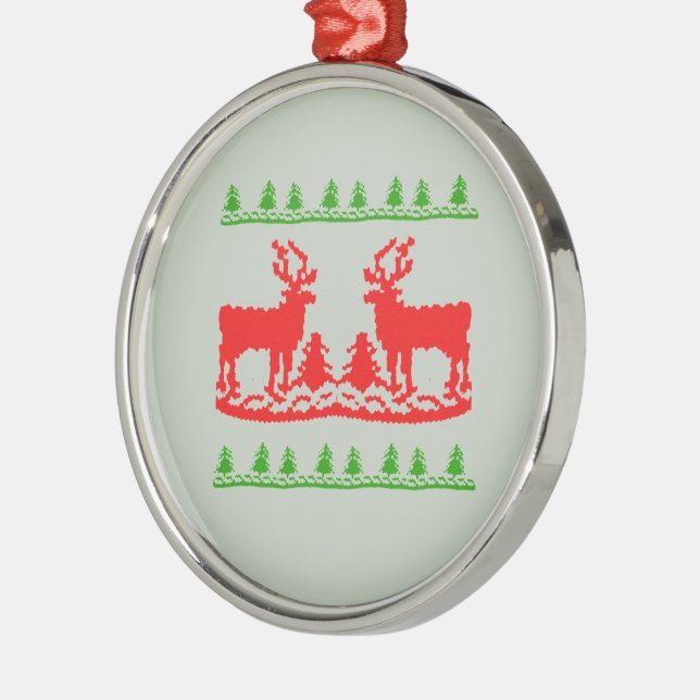 UGLY CHRISTMAS SWEATER -.png Metal Tree Decoration (Left)