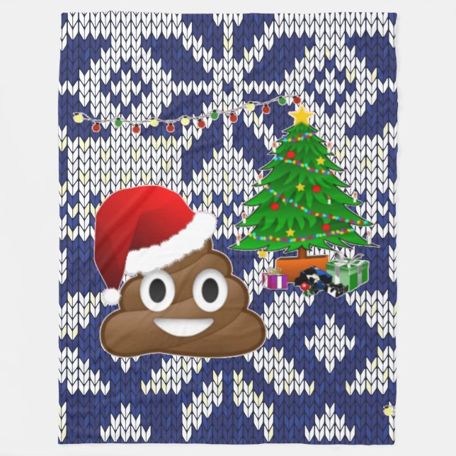 ugly Christmas sweater poop emoji blanket (Front)