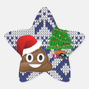 ugly Christmas sweater poop emoji Star Sticker