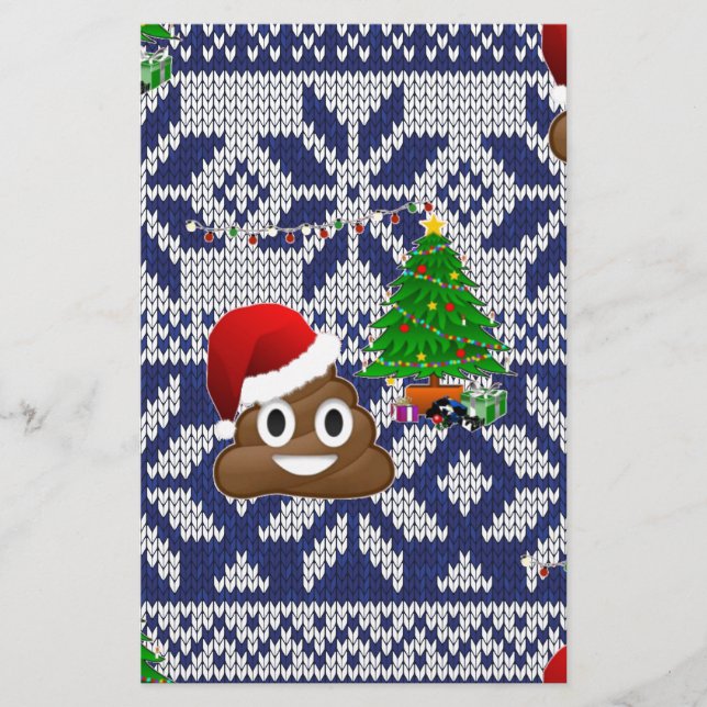 ugly Christmas sweater poop emoji Stationery (Front)