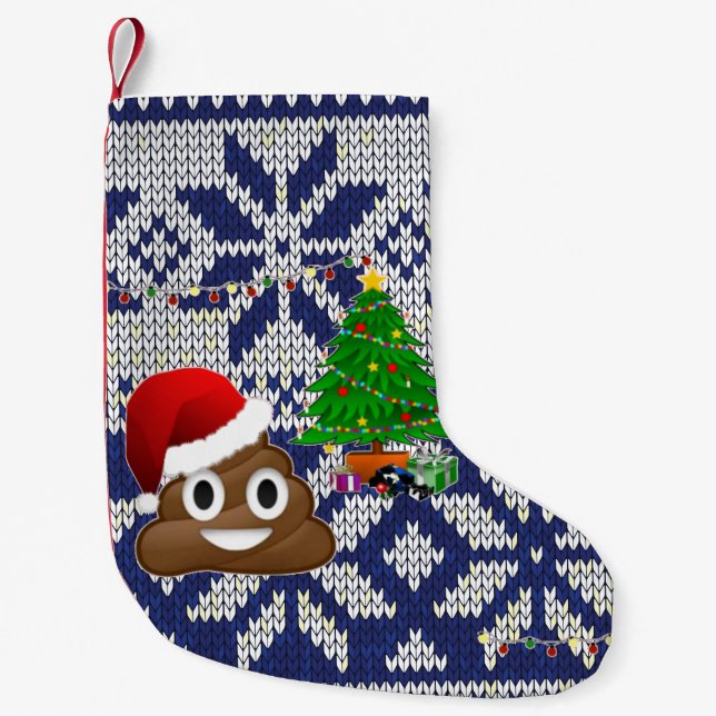 ugly Christmas sweater poop emoji stocking (Front)