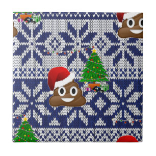 ugly Christmas sweater poop emoji Tile