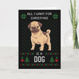 Ugly Christmas Sweater Pug Ugly Sweater Dog Card