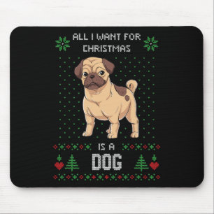 Ugly Christmas Sweater Pug Ugly Sweater Dog Mouse Mat