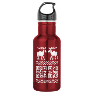 Ugly Christmas Sweater QR Code Happy New Year ! 532 Ml Water Bottle