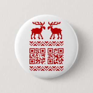 Ugly Christmas Sweater QR Code Happy New Year ! 6 Cm Round Badge