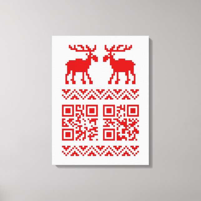 Ugly Christmas Sweater QR Code Happy New Year ! Canvas Print (Front)