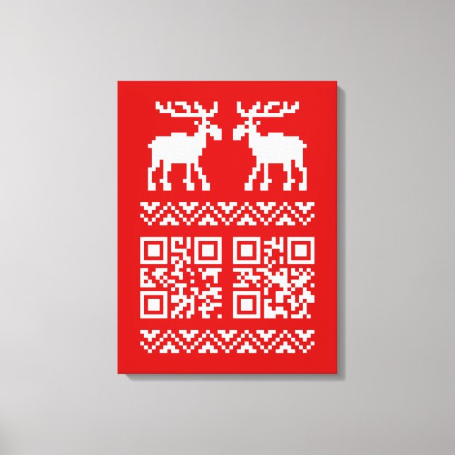 Ugly Christmas Sweater QR Code Happy New Year ! Canvas Print (Front)