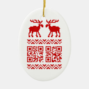 Ugly Christmas Sweater QR Code Happy New Year ! Ceramic Tree Decoration