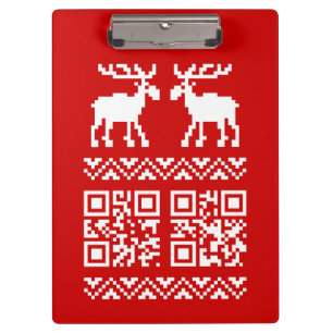 Ugly Christmas Sweater QR Code Happy New Year ! Clipboard