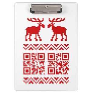 Ugly Christmas Sweater QR Code Happy New Year ! Clipboard