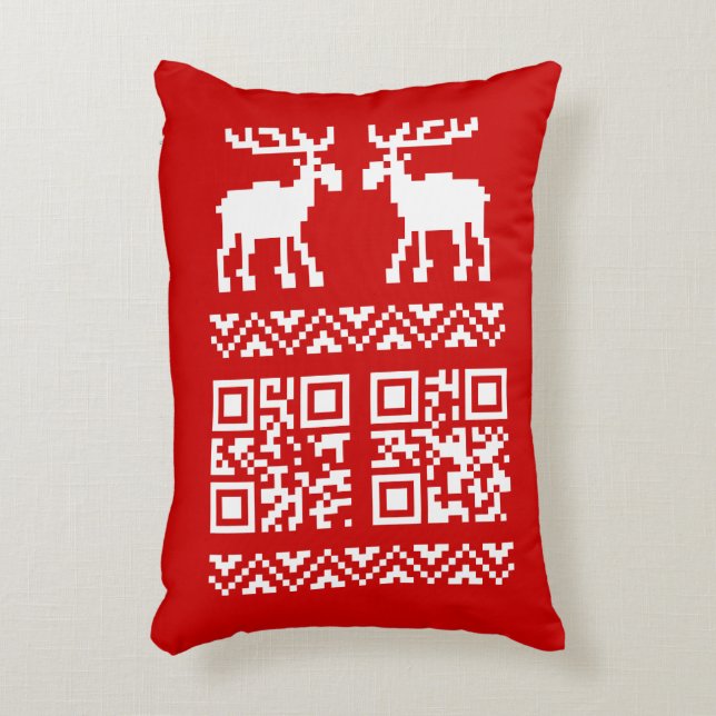 Ugly Christmas Sweater QR Code Happy New Year ! Decorative Cushion (Front(Vertical))