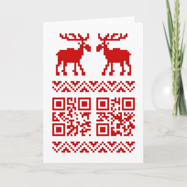 Ugly Christmas Sweater QR Code Happy New Year ! Holiday Card (Front)