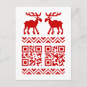 Ugly Christmas Sweater QR Code Happy New Year ! Holiday Postcard