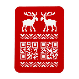 Ugly Christmas Sweater QR Code Happy New Year ! Magnet