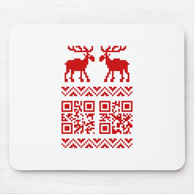 Ugly Christmas Sweater QR Code Happy New Year ! Mouse Mat (Front)
