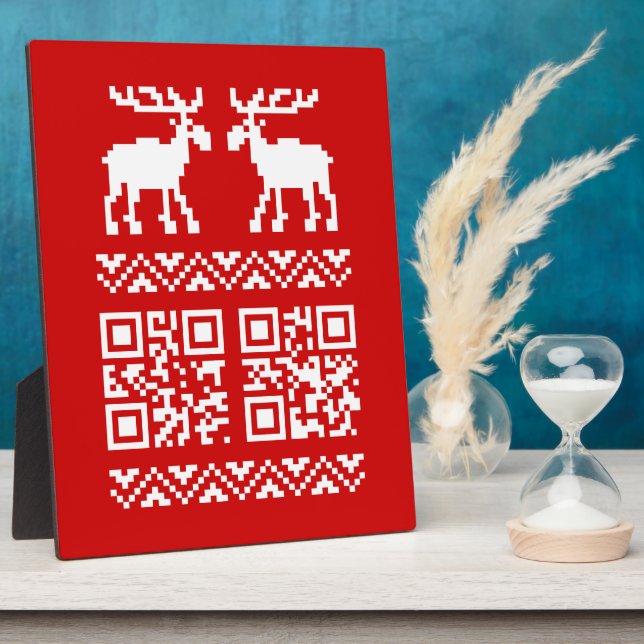 Ugly Christmas Sweater QR Code Happy New Year ! Plaque (Side)