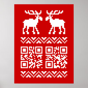Ugly Christmas Sweater QR Code Happy New Year ! Poster
