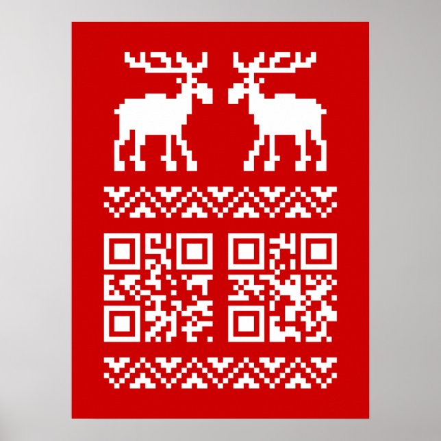 Ugly Christmas Sweater QR Code Happy New Year ! Poster (Front)