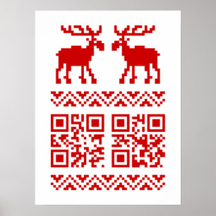 Ugly Christmas Sweater QR Code Happy New Year ! Poster