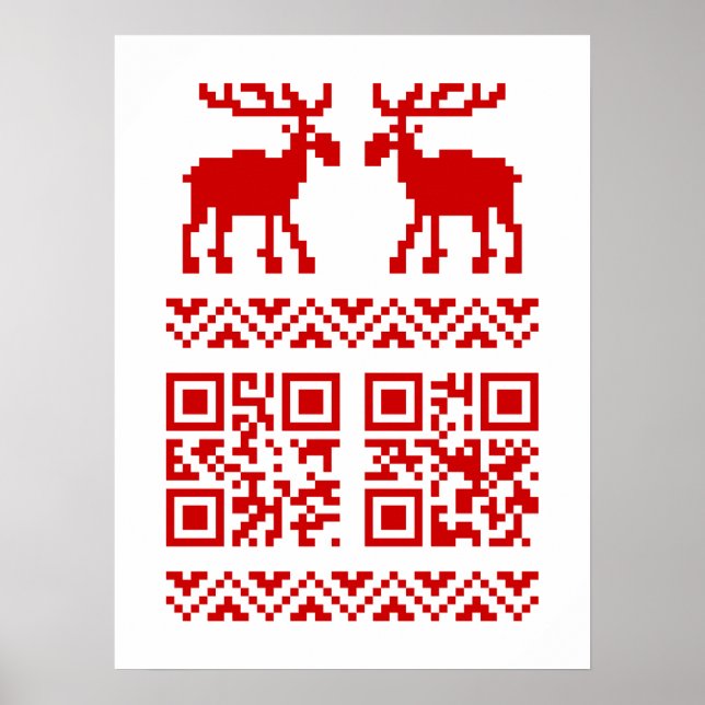 Ugly Christmas Sweater QR Code Happy New Year ! Poster (Front)