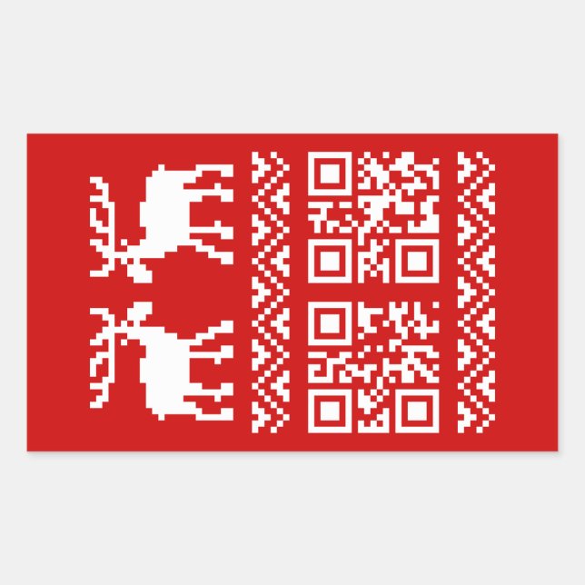 Ugly Christmas Sweater QR Code Happy New Year ! Rectangular Sticker (Front)