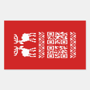 Ugly Christmas Sweater QR Code Happy New Year ! Rectangular Sticker