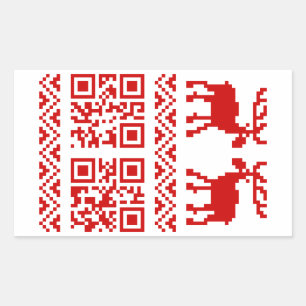 Ugly Christmas Sweater QR Code Happy New Year ! Rectangular Sticker